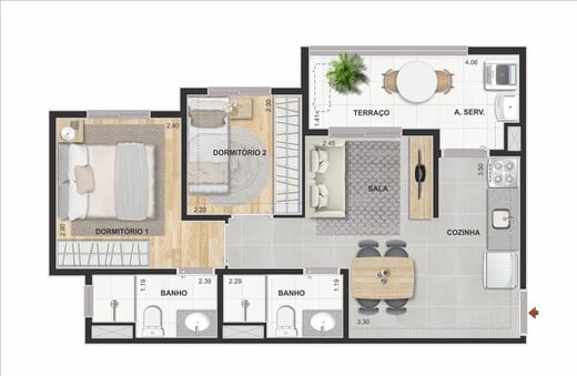 Apartamento à venda com 47m², 2 quartos com vaga - 22
