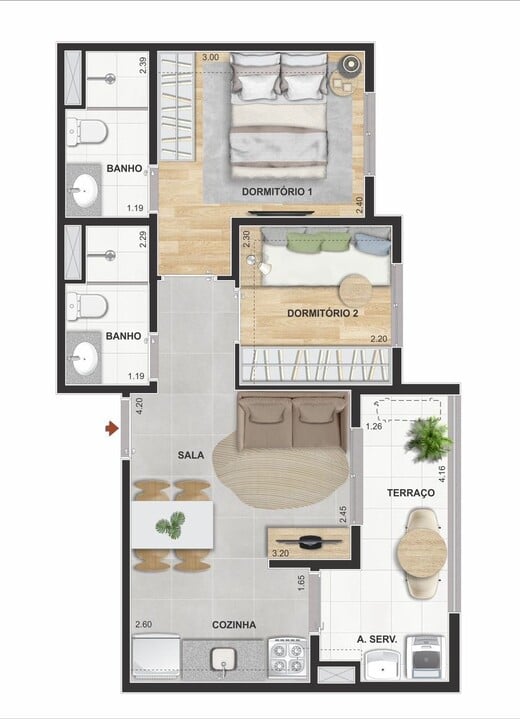 Apartamento à venda com 47m², 2 quartos com vaga - 21