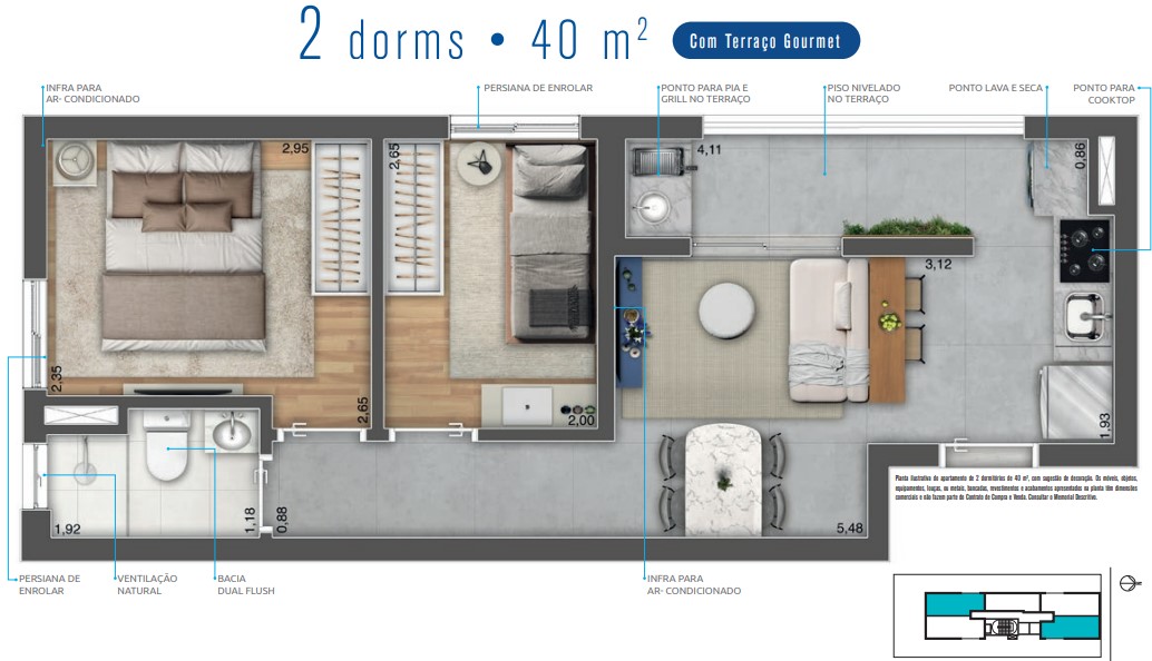 Apartamento à venda com 39m², 2 quartos sem vaga - 28