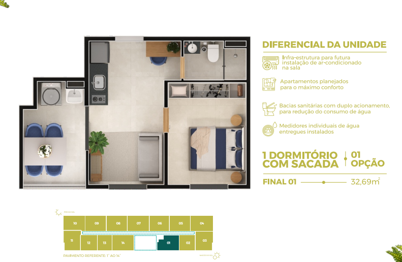 Apartamento à venda com 32m², 1 quarto sem vaga - 27