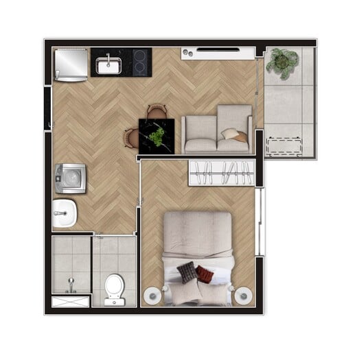Apartamento à venda com 24m², 1 quarto sem vaga - 16