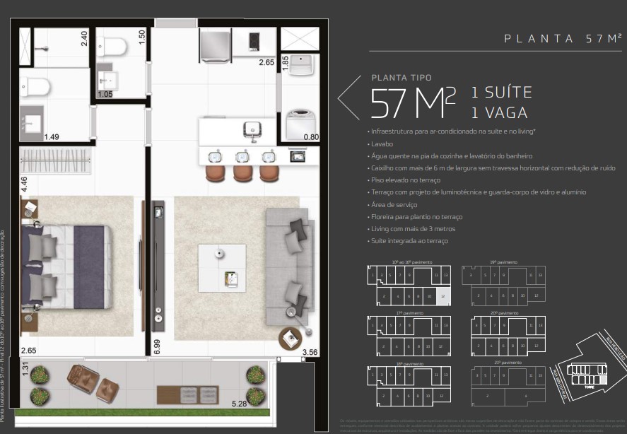Apartamento à venda com 56m², 1 quarto com vaga - 27