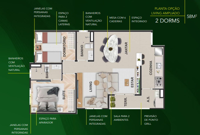Apartamento à venda com 58m², 3 quartos com vaga - 25