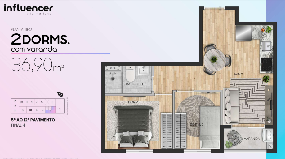 Apartamento à venda com 36m², 2 quartos sem vaga - 21