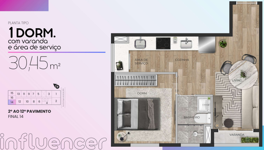 Apartamento à venda com 30m², 1 quarto sem vaga - 21