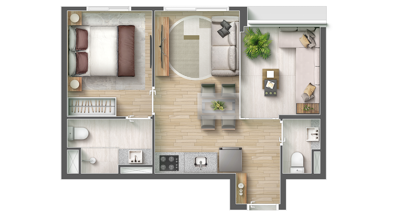 Apartamento à venda com 37m², 1 quarto sem vaga - 26