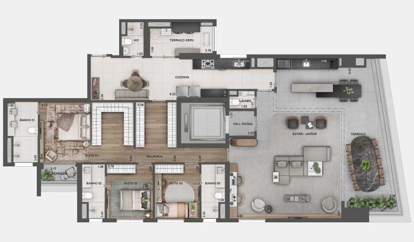 Apartamento à venda com 213m², 3 quartos com vaga - 41