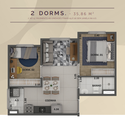Apartamento à venda com 35m², 2 quartos sem vaga - 14