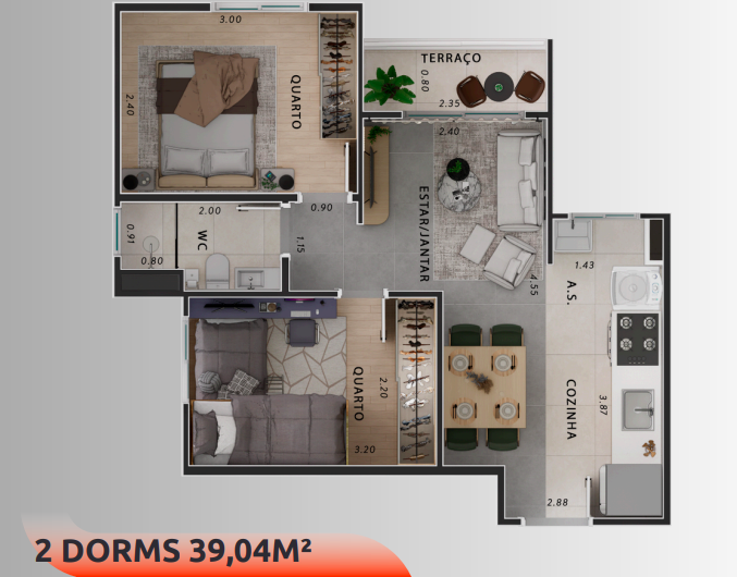 Apartamento à venda com 39m², 2 quartos com vaga - 28