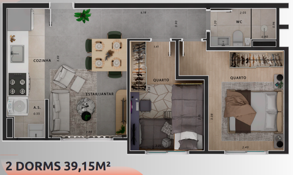 Apartamento à venda com 39m², 2 quartos com vaga - 29