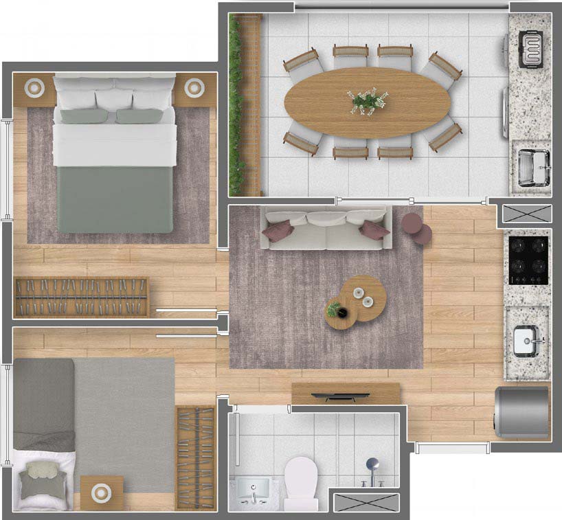 Apartamento à venda com 37m², 2 quartos sem vaga - 23