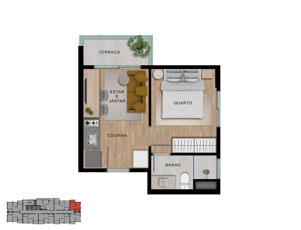 Apartamento à venda com 26m², 1 quarto sem vaga - 19