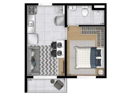 Apartamento à venda com 27m², 1 quarto sem vaga - 21