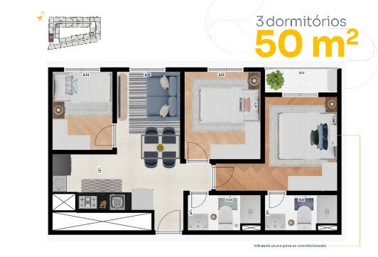 Apartamento à venda com 50m², 3 quartos com vaga - 49