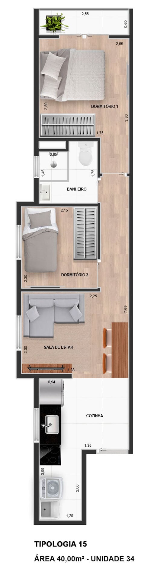 Apartamento à venda com 40m², 2 quartos sem vaga - 27
