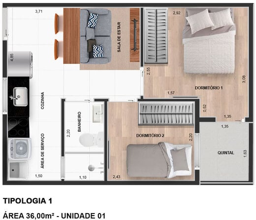 Apartamento à venda com 36m², 2 quartos sem vaga - 27