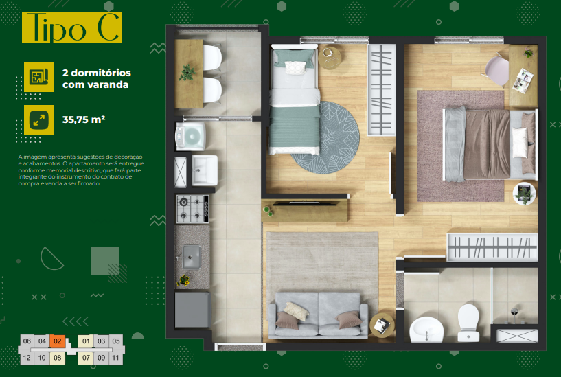 Apartamento à venda com 35m², 2 quartos com vaga - 23