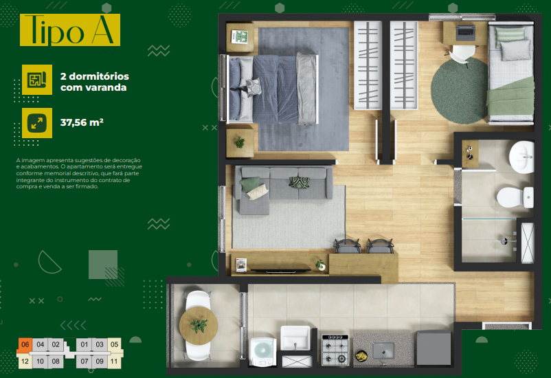 Apartamento à venda com 35m², 2 quartos com vaga - 25