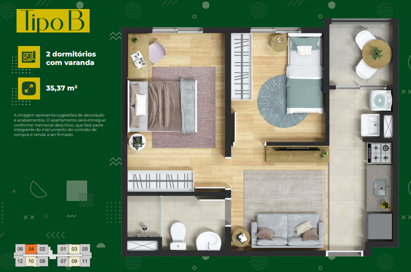 Apartamento à venda com 35m², 2 quartos com vaga - 24