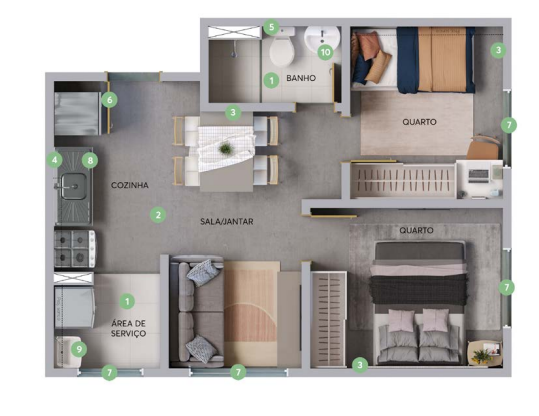 Apartamento à venda com 34m², 2 quartos sem vaga - 9