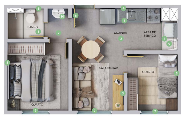Apartamento à venda com 34m², 2 quartos sem vaga - 10