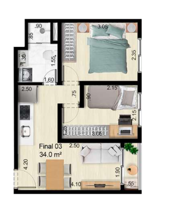 Apartamento à venda com 35m², 2 quartos sem vaga - 34