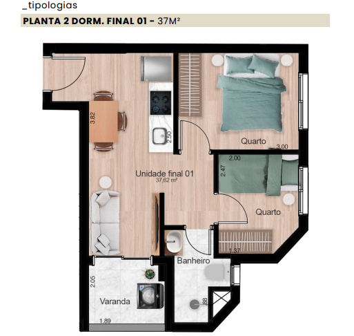 Apartamento à venda com 37m², 2 quartos sem vaga - 11