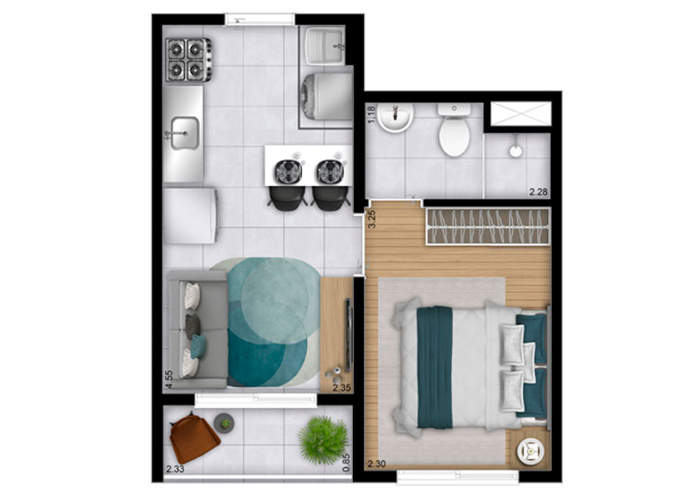 Apartamento à venda com 27m², 1 quarto sem vaga - 24