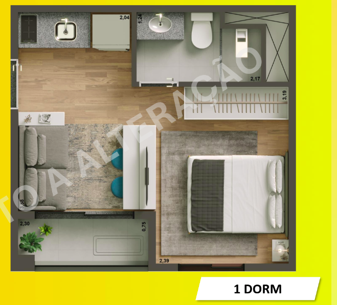 Apartamento à venda com 28m², 1 quarto sem vaga - 16