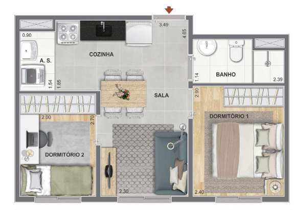 Apartamento à venda com 34m², 2 quartos sem vaga - 21
