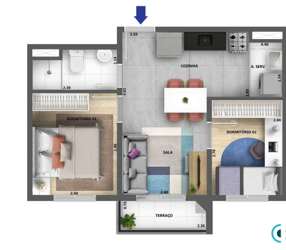 Apartamento à venda com 37m², 2 quartos sem vaga - 21