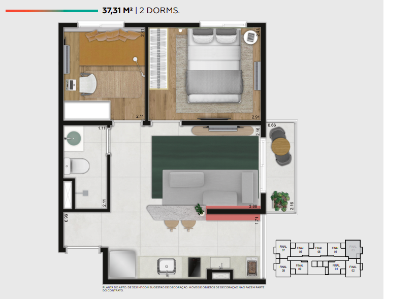 Apartamento à venda com 37m², 2 quartos sem vaga - 21