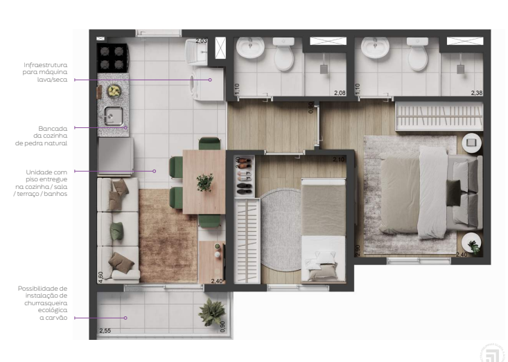 Apartamento à venda com 37m², 2 quartos sem vaga - 28