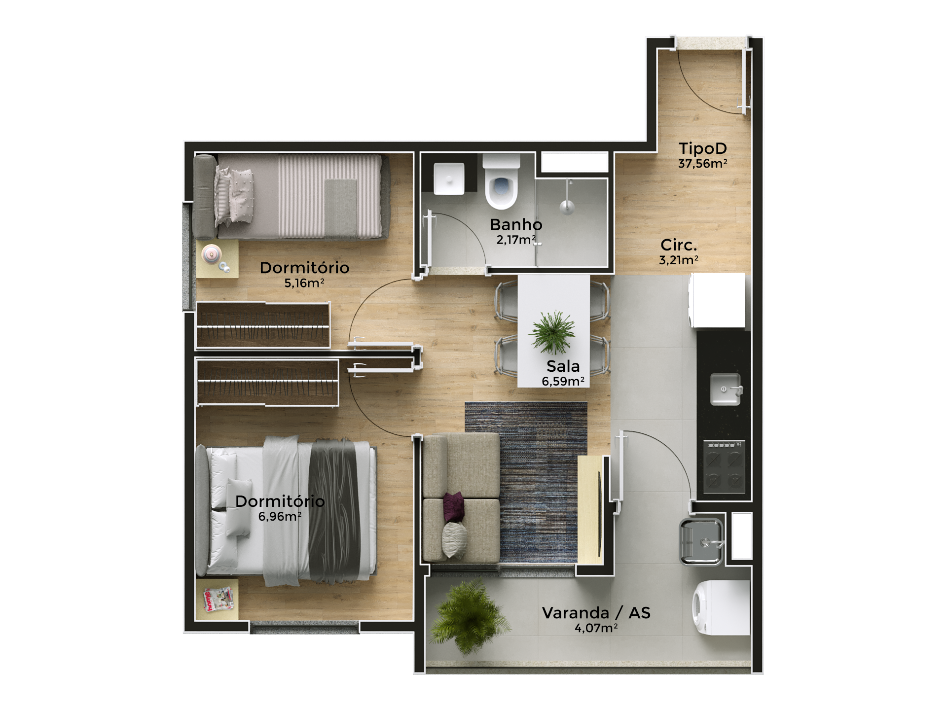 Apartamento à venda com 37m², 2 quartos sem vaga - 3