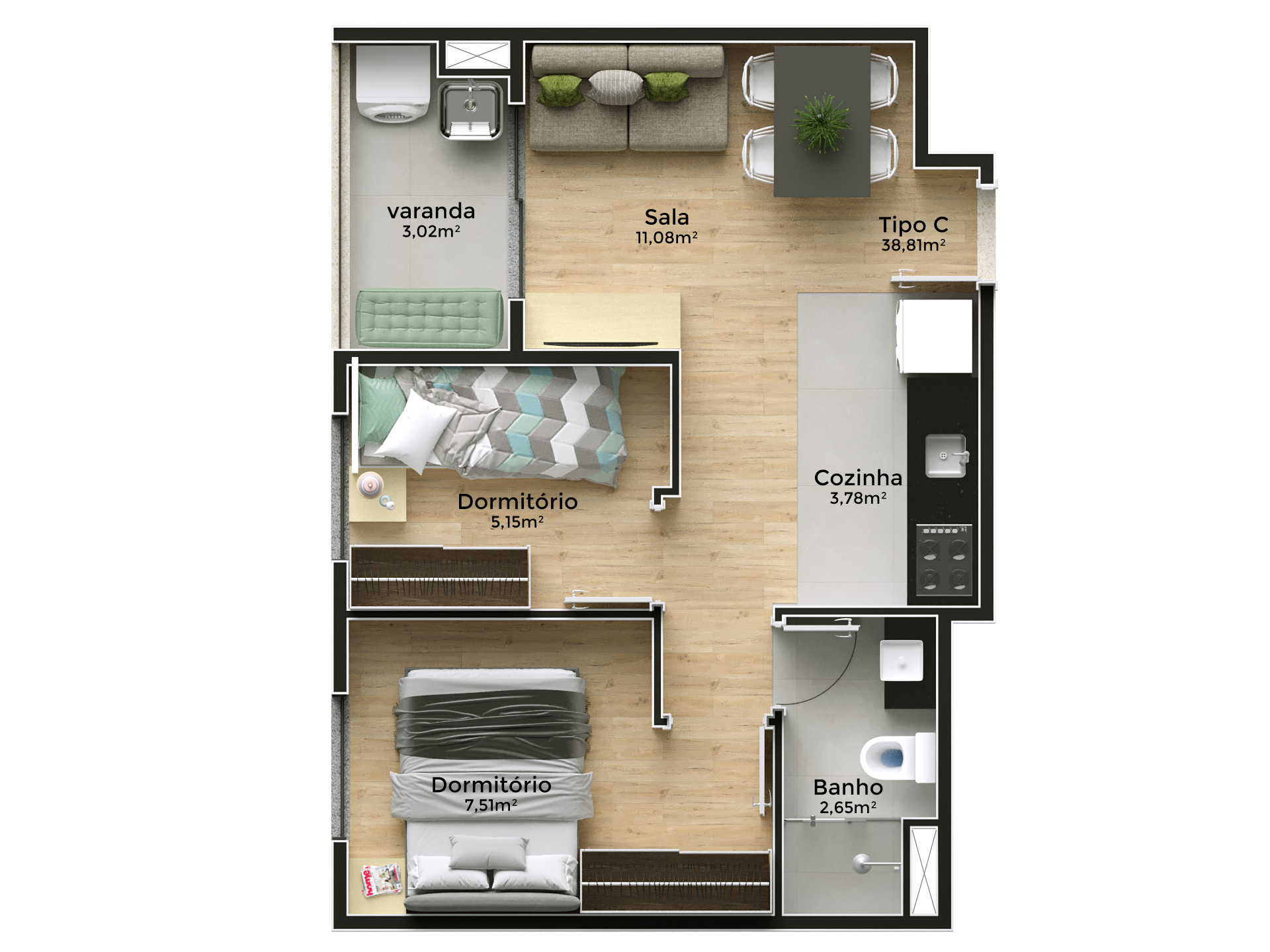 Apartamento à venda com 37m², 2 quartos sem vaga - 4