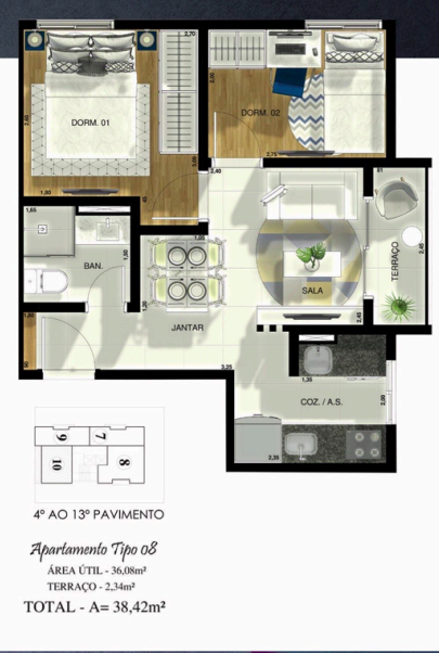 Apartamento à venda com 38m², 2 quartos sem vaga - 19