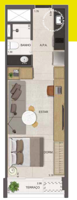 Studio à venda com 36m², 0 quartos sem vaga - 25