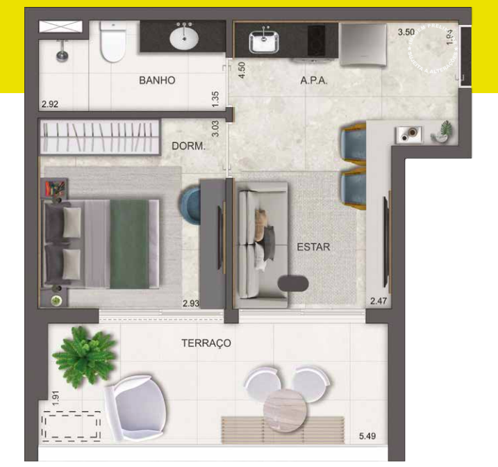 Apartamento à venda com 44m², 1 quarto sem vaga - 25