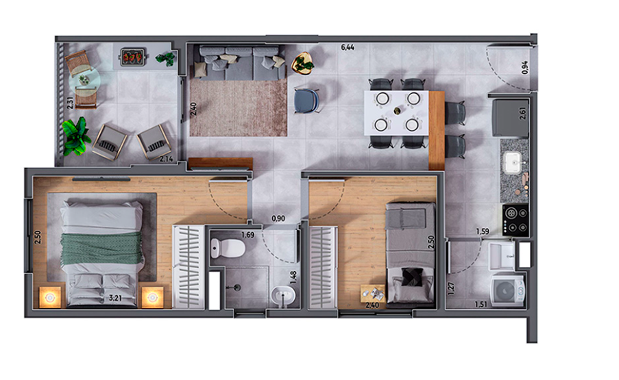 Apartamento à venda com 47m², 2 quartos com vaga - 37
