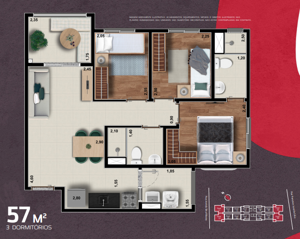 Apartamento à venda com 57m², 3 quartos com vaga - 20
