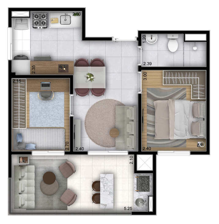 Apartamento à venda com 48m², 2 quartos sem vaga - 21
