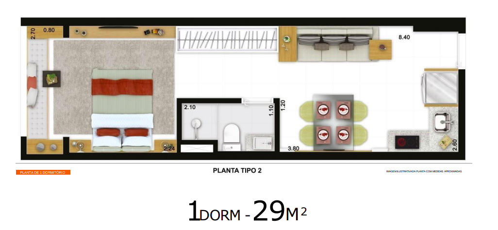 Apartamento à venda com 29m², 1 quarto sem vaga - 20