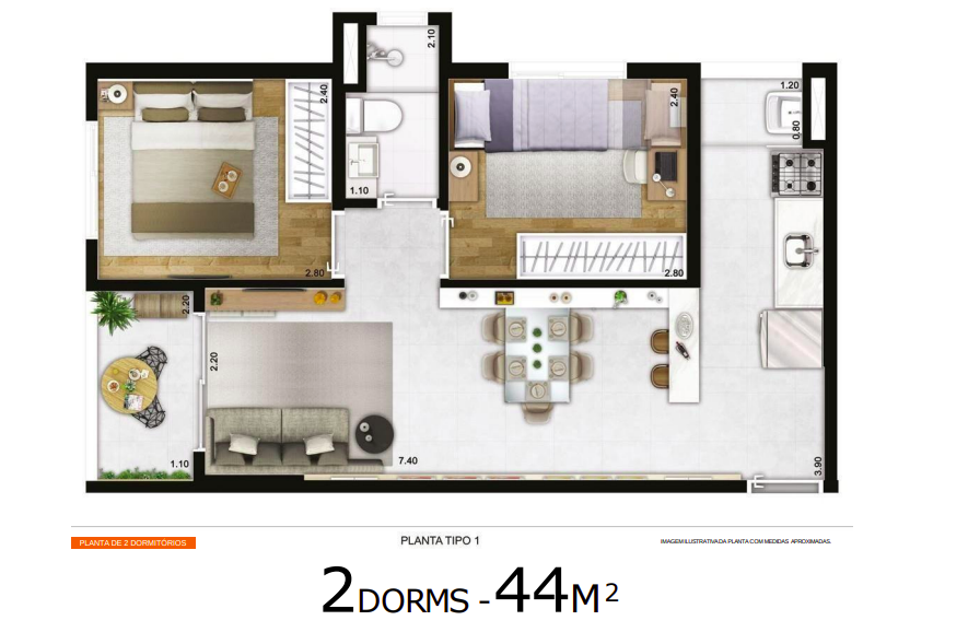 Apartamento à venda com 44m², 2 quartos com vaga - 20