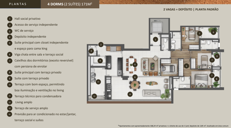 Apartamento à venda com 171m², 4 quartos com vaga - 14