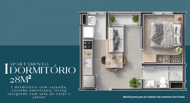 Apartamento à venda com 28m², 1 quarto sem vaga - 9