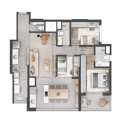 Apartamento à venda com 93m², 3 quartos com vaga - 21