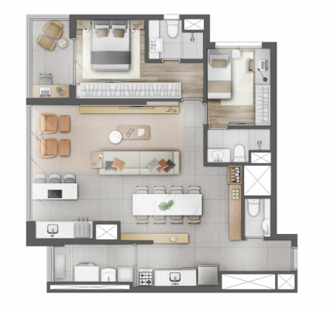 Apartamento à venda com 93m², 3 quartos com vaga - 22