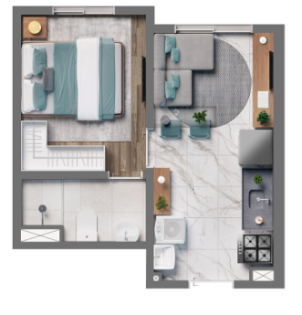 Apartamento à venda com 24m², 1 quarto sem vaga - 17