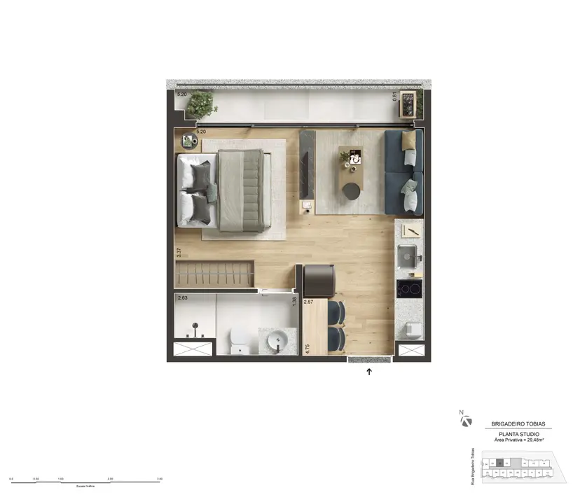 Studio à venda com 29m², 0 quartos sem vaga - 22