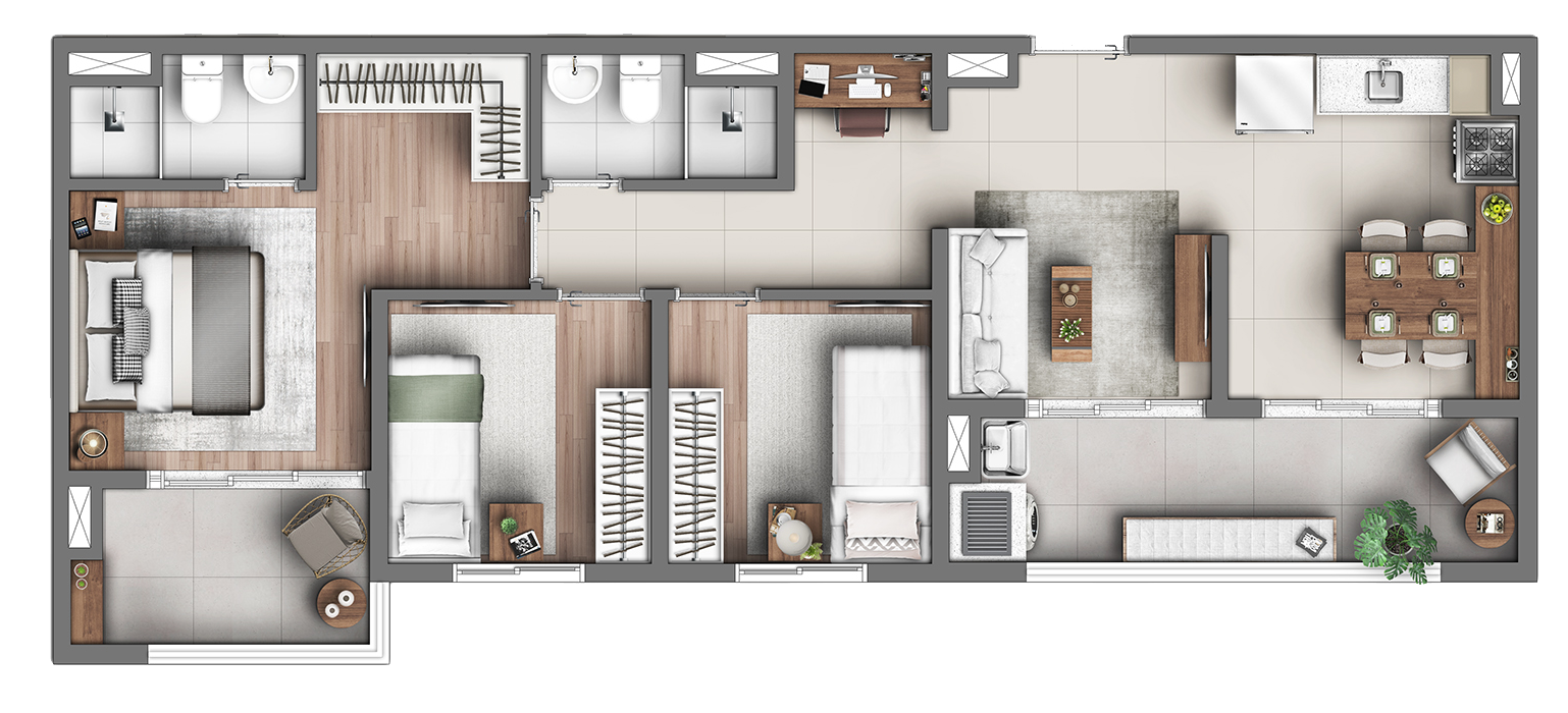 Apartamento à venda com 67m², 3 quartos com vaga - 26